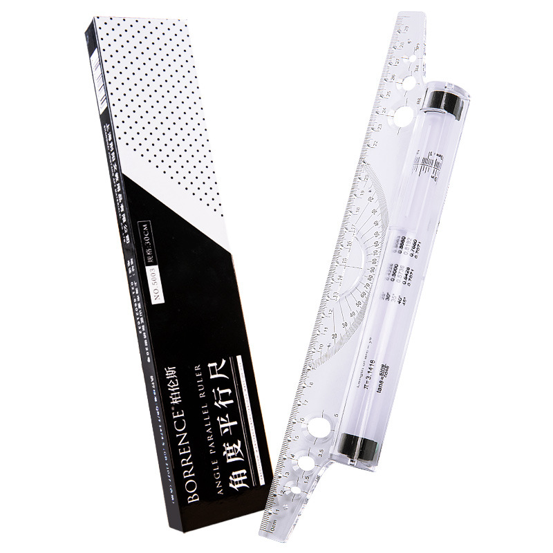 Ruler Set Transparent - 30 см прозрачная параллельная роликовая линейка,